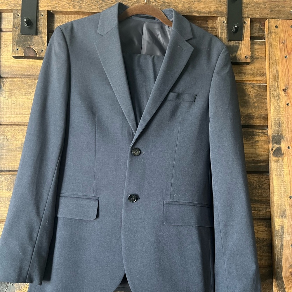 H&M Men's Dark Blue Blazer and Suit Pants